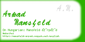 arpad mansfeld business card